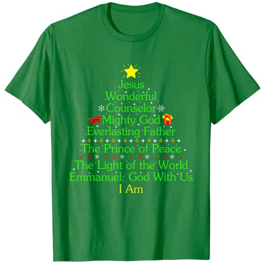 Jesus Christmas Tree Lights Graphic T-Shirt