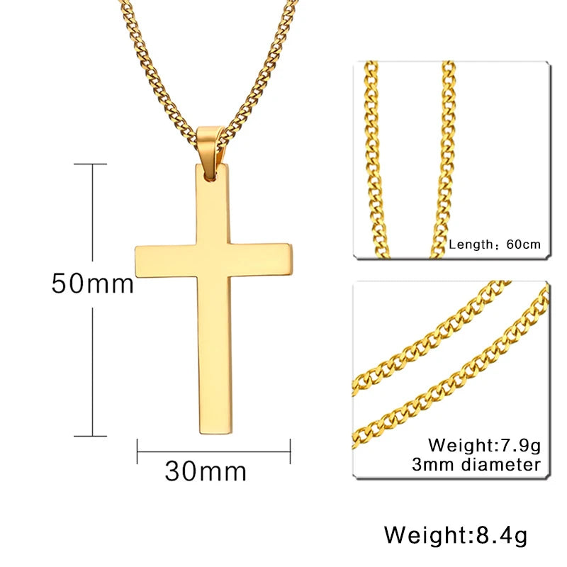 VNOX Classic Mens Cross Pendant Necklace 24" Stainless Steel Link Chain Necklace Christ Faith Prayer Jewelry