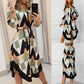 2020 Brand Women's Autumn Shirt Dress Lady Wave Print Long Sleeve V-neck Tunic Dress Holiday Midi Dress Plus Size Women Dress