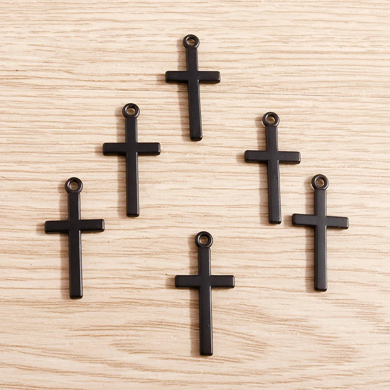 20pcs 13*27mm Alloy Black Color Cross Charms for Jewelry Making Pendants Necklaces Drop Earrings DIY Handmade Bracelet Accessory