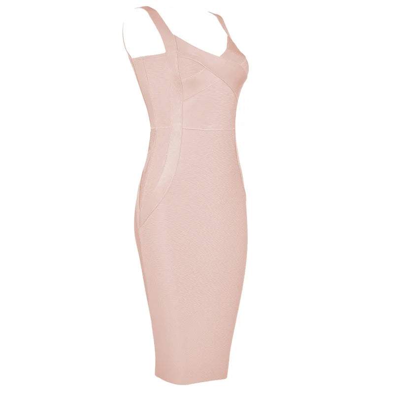 Elegant Bodycon Knee-Length Dress in Pink