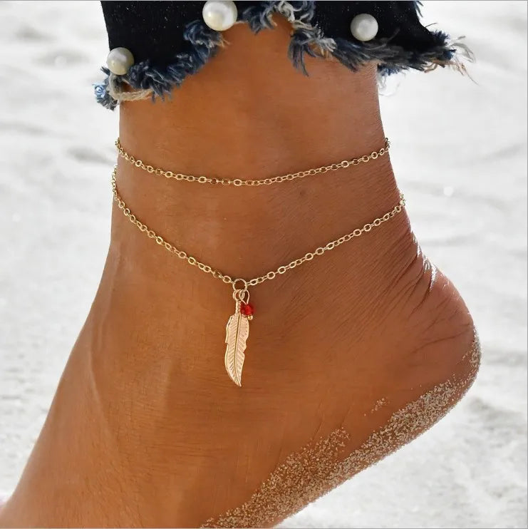 Boho Double Layer Pearl Anklets