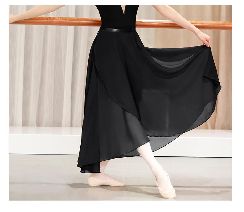 Chiffon Ballet Tutu Skirt Wrap Dance Gymnastics Lyrical Long