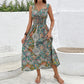 Women Flower Print Dress Boho A-Line Long Dress Women Summer Vintage Maxi Dresses Casual Loose Holiday Party Dress 2023