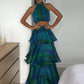 Printed Halter Top & Ruffles Half Skirt Set Fashion Crop Pullover And Long Skirts Suit 2024 Spring Summer Holiday Dress Bohe