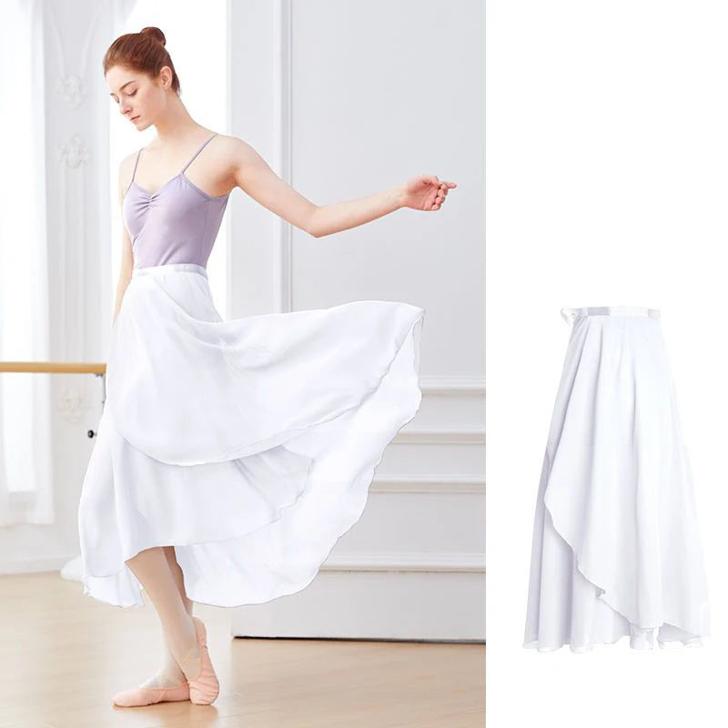 Chiffon Ballet Tutu Skirt Wrap Dance Gymnastics Lyrical Long