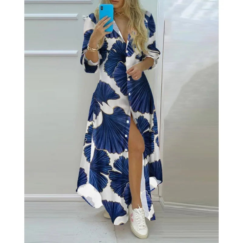 Boho Long Sleeve Printed Maxi Dress