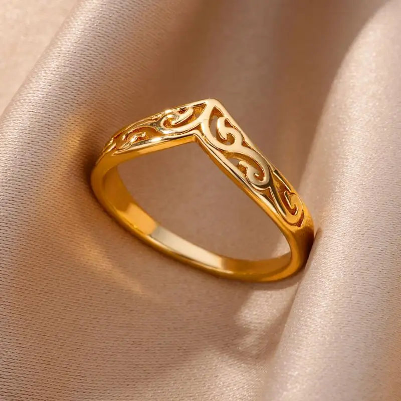 Gold Stainless Steel Heart Ring