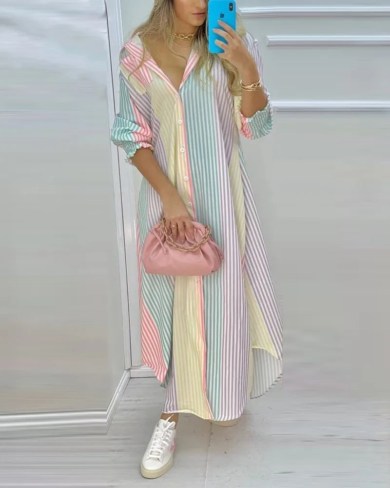 Boho Long Sleeve Printed Maxi Dress