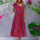 Women Flower Print Dress Boho A-Line Long Dress Women Summer Vintage Maxi Dresses Casual Loose Holiday Party Dress 2023