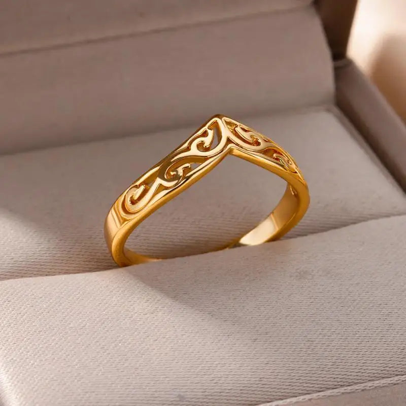 Gold Stainless Steel Heart Ring