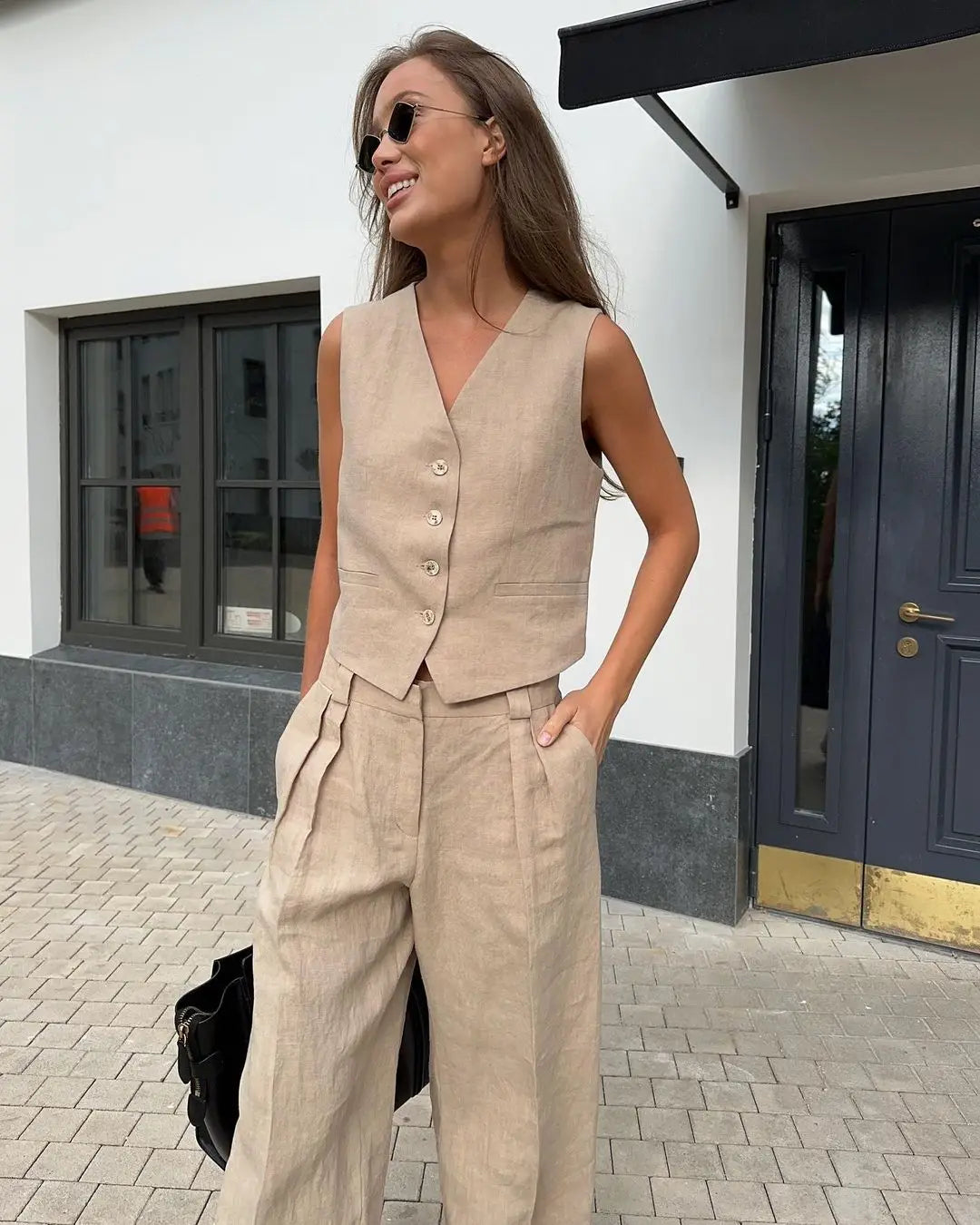 Chic Linen Cotton Two-Piece Suit