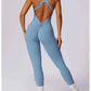 V Back One-piece Suit Women Sports Jumpsuit  Zippers Yoga Rompers Backless Sportswear Women Sleeveles Workout Bodysuits Female