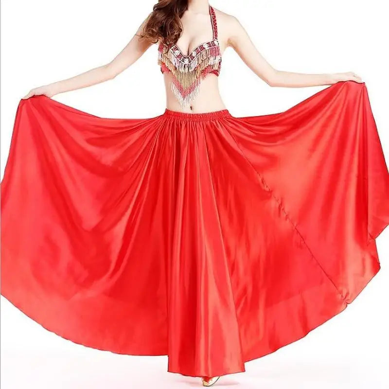 Satin Long Skirt Dance Professional Dancewear Full Skirt Hot 360 Full Circle Satin Long Skirt Swing Dance Decoration