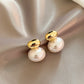 Elegant Gold Pearl Earrings