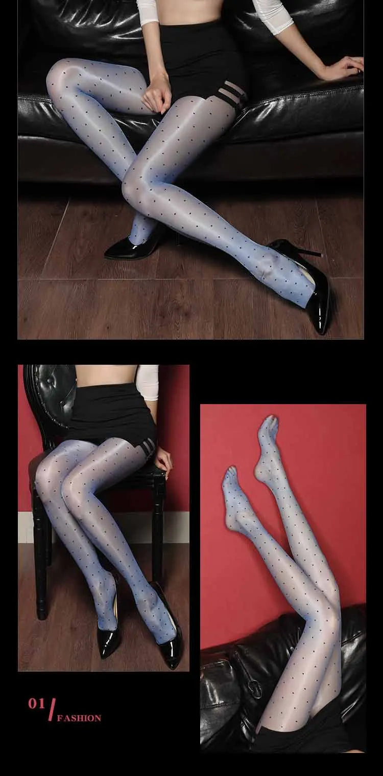 Aurora Series Open-Crotch Polka Dot Transparent Tights