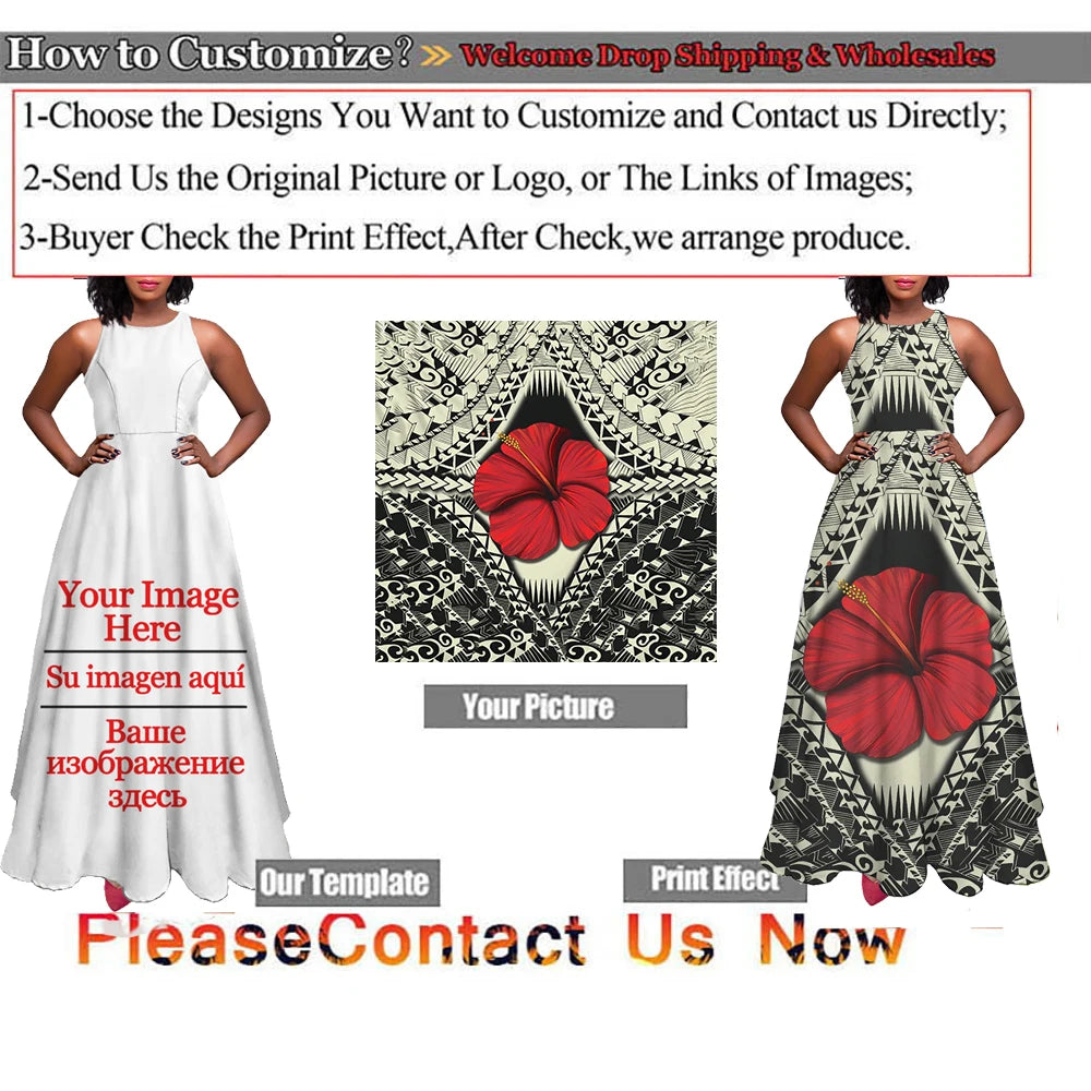 Luxury Party Maxi Dresses for Women Haiti Flag Designer Polynesian Sleeveless Ladies Dress Summer Sleeveless Long Sundress 2022