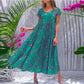 Women Flower Print Dress Boho A-Line Long Dress Women Summer Vintage Maxi Dresses Casual Loose Holiday Party Dress 2023