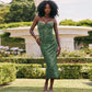 Elegant Green Spaghetti Strap Dress