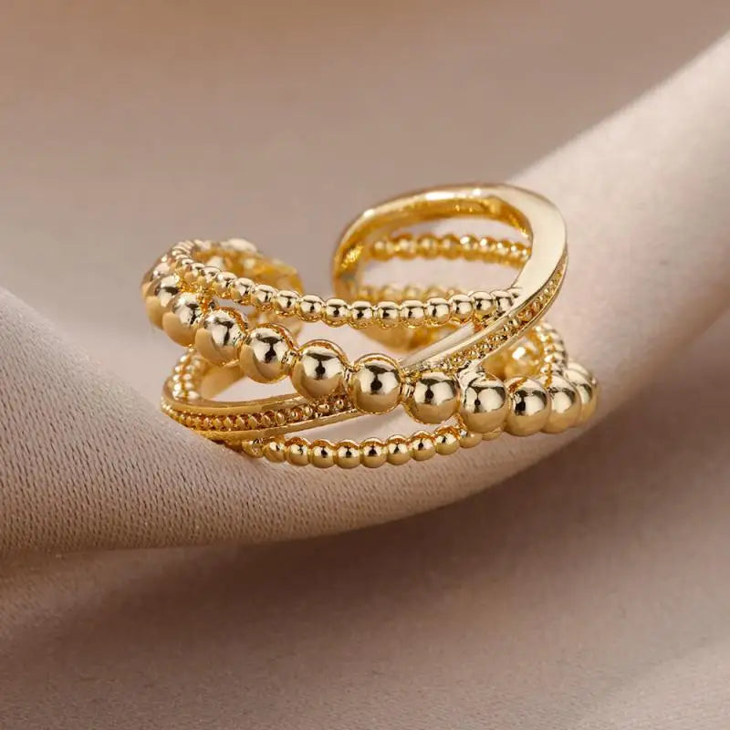 Gold Stainless Steel Heart Ring