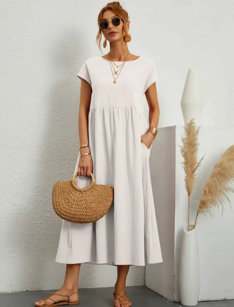 Elegant Solid Color Summer Dress