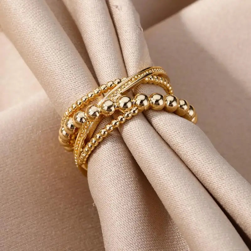 Gold Stainless Steel Heart Ring