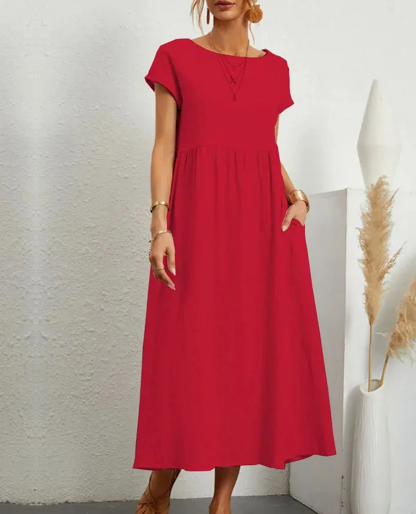 Elegant Solid Color Summer Dress