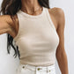 Knitted Off-Shoulder Crop Tank Top