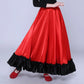 Kids Girls Spanish Paso Doble Performance Costume Flamenco Latin Dance Skirt Big Swing Ruffled Hem Dancewear for Carnival Party