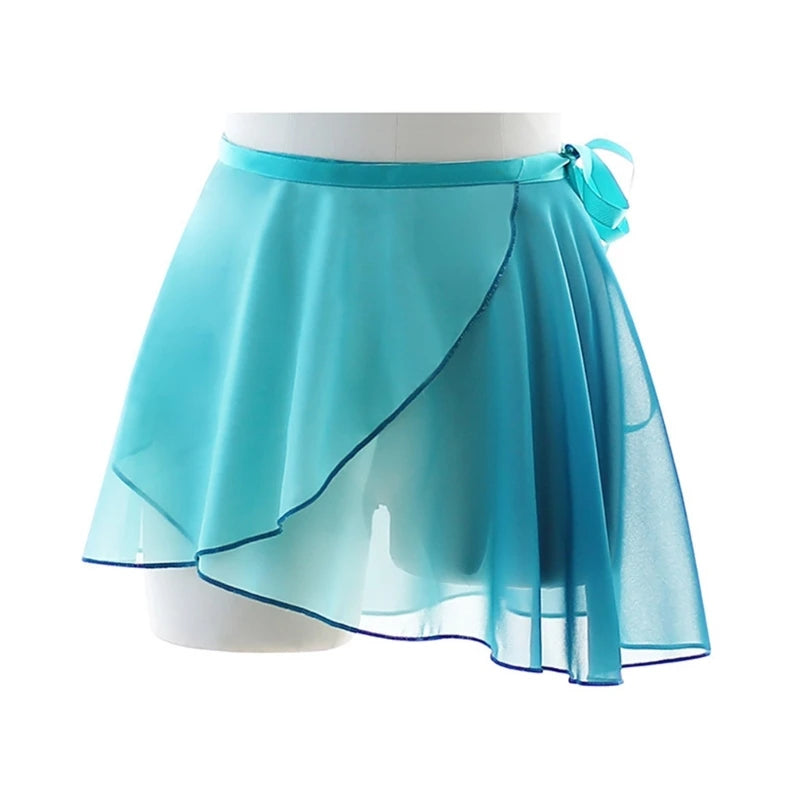 Women Chiffon Wrap Dance Skirt Gradient-Ballet Wrap Skirt Skate Over Scarf Skirt H7EF