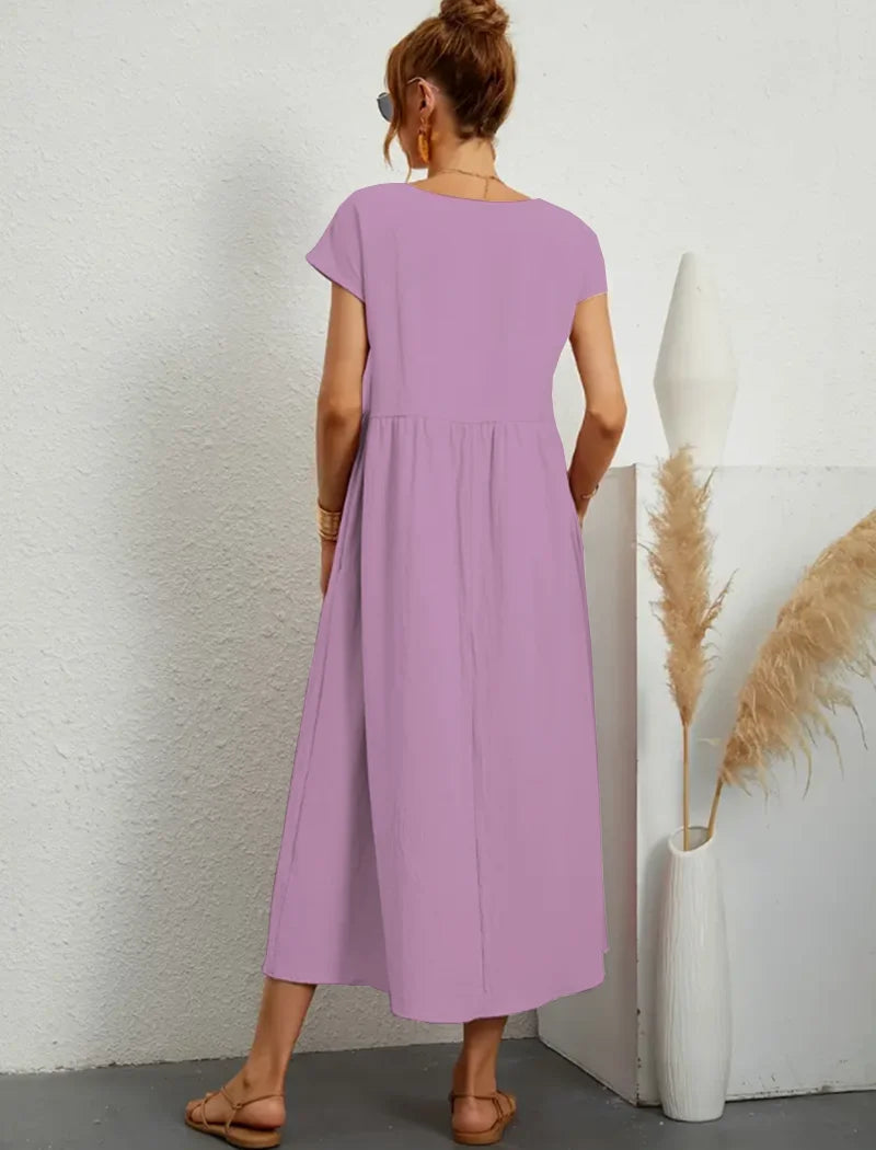 Elegant Solid Color Summer Dress