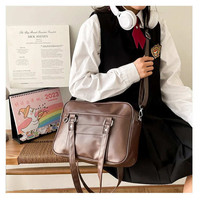 Preppy Style PU Leather Shoulder Bag