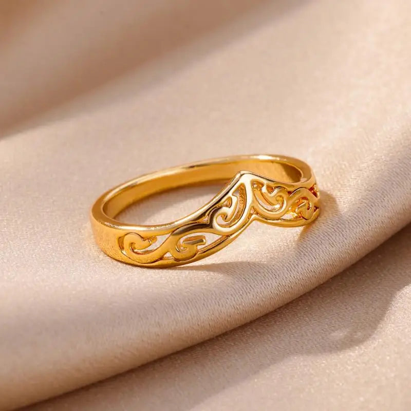 Gold Stainless Steel Heart Ring