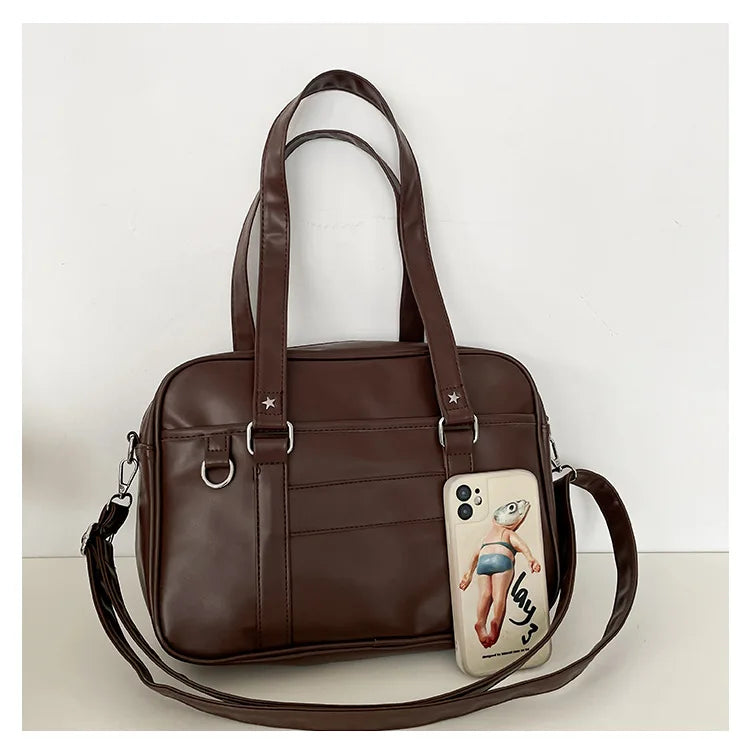 Preppy Style PU Leather Shoulder Bag