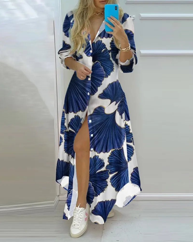 Boho Long Sleeve Printed Maxi Dress