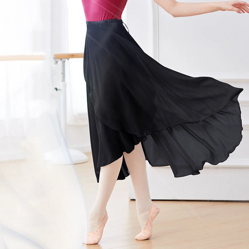 Chiffon Ballet Tutu Skirt Wrap Dance Gymnastics Lyrical Long