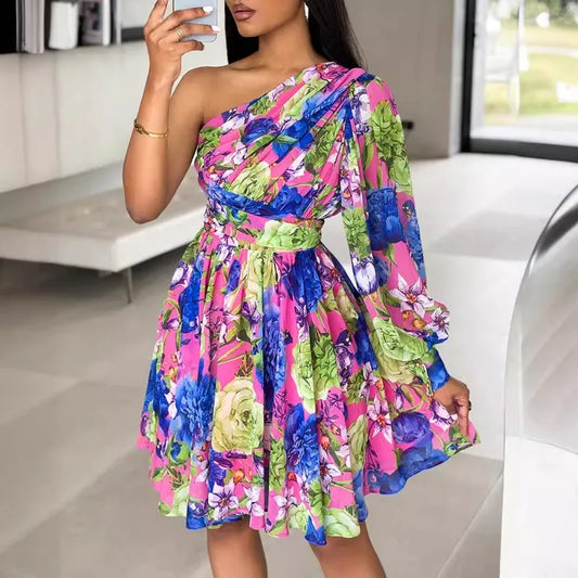 Floral One Shoulder Dress