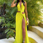 Nsauye Summer Holiday Beach Maxi Sexy Low Cut Out Women Club Dress Evening Party Off Shoulder High Split Elegant Wrap Dress 2024