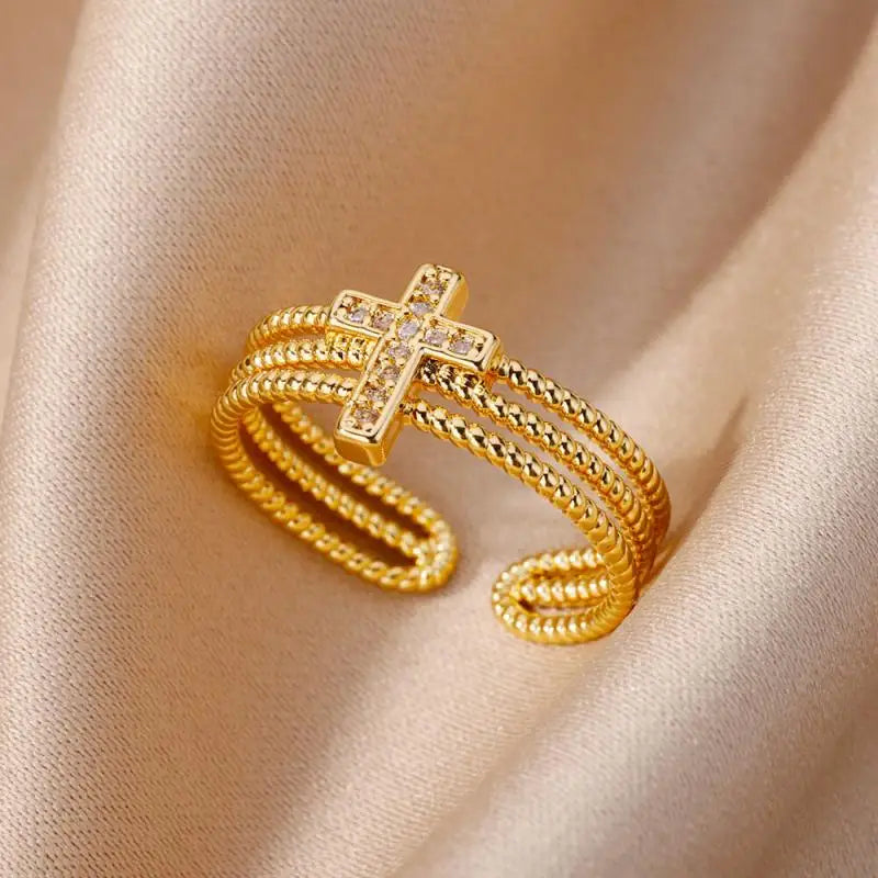 Gold Stainless Steel Heart Ring