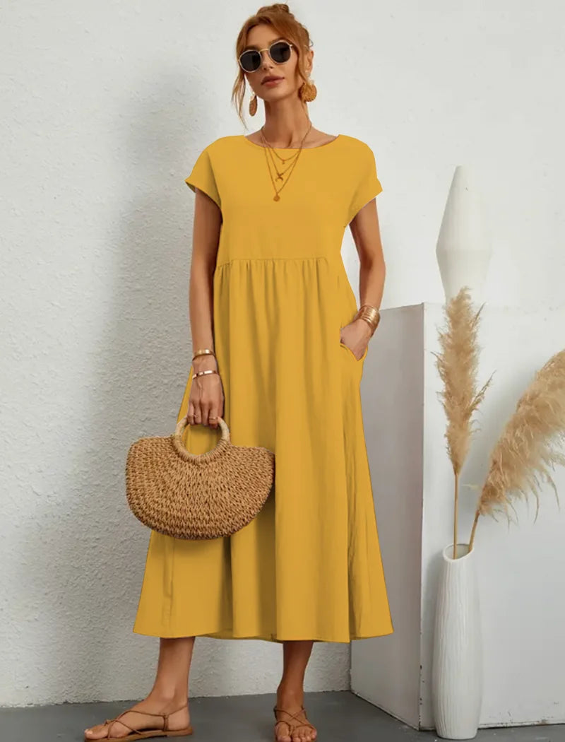 Elegant Solid Color Summer Dress