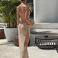 QWEEK 2024 Beach Sexy Knitted Backless See-through Slit Halter Slip Long Dress Holiday Vacation Off Shouder Summer Maxi Dresses