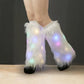 Winter Leg Warmers Warm Comfortable Leg Warmers Led Light Furry Leg Warmers Stylish Imitation Fur Boot Covers for Women Plush