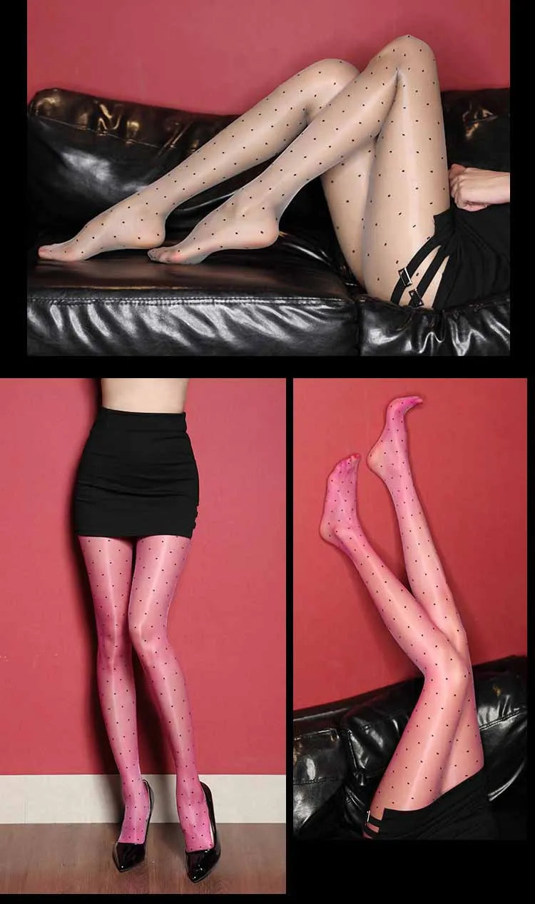 Aurora Series Open-Crotch Polka Dot Transparent Tights