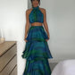 Printed Halter Top & Ruffles Half Skirt Set Fashion Crop Pullover And Long Skirts Suit 2024 Spring Summer Holiday Dress Bohe