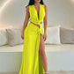 Nsauye Summer Holiday Beach Maxi Sexy Low Cut Out Women Club Dress Evening Party Off Shoulder High Split Elegant Wrap Dress 2024