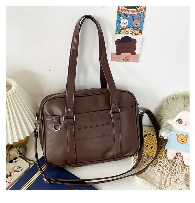 Preppy Style PU Leather Shoulder Bag