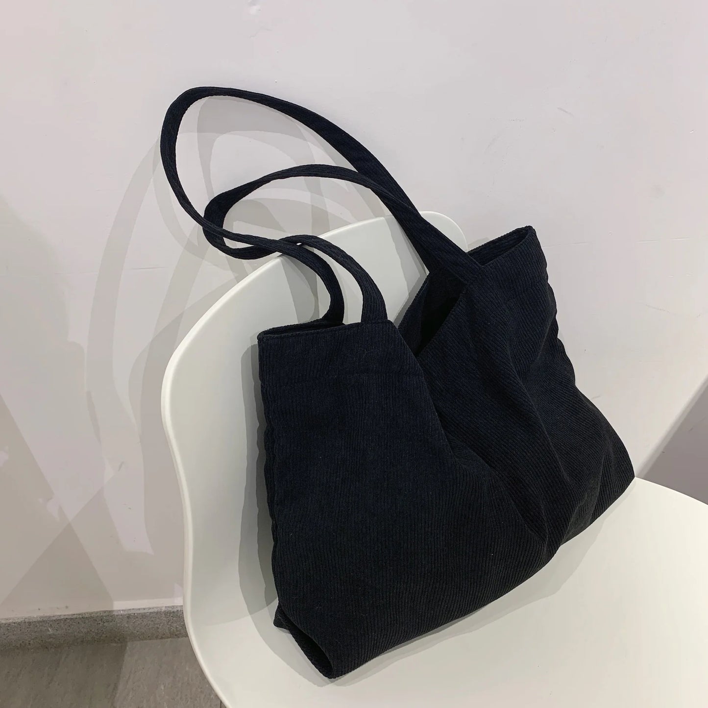 Corduroy Shoulder Tote Bag