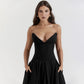 Elegant Black Strapless Corset Dress