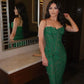 Elegant Green Spaghetti Strap Dress