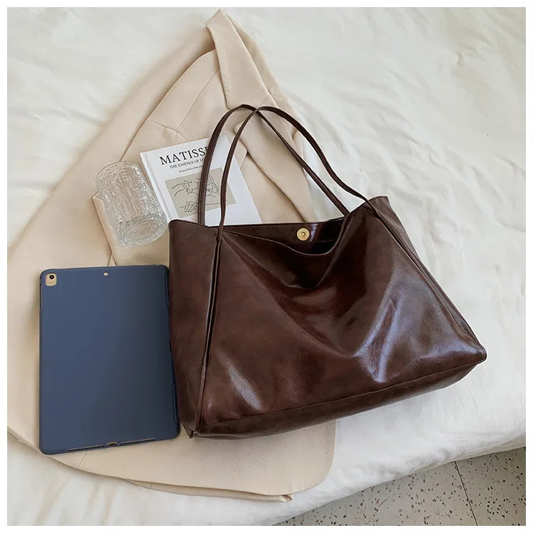 Stylish Large Capacity PU Leather Tote Bag